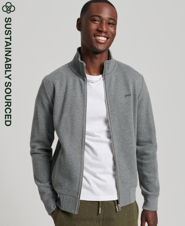 Superdry Hommes haut de survêtement zippé en coton bio à logo vintage D64Z5175 vêtements gris