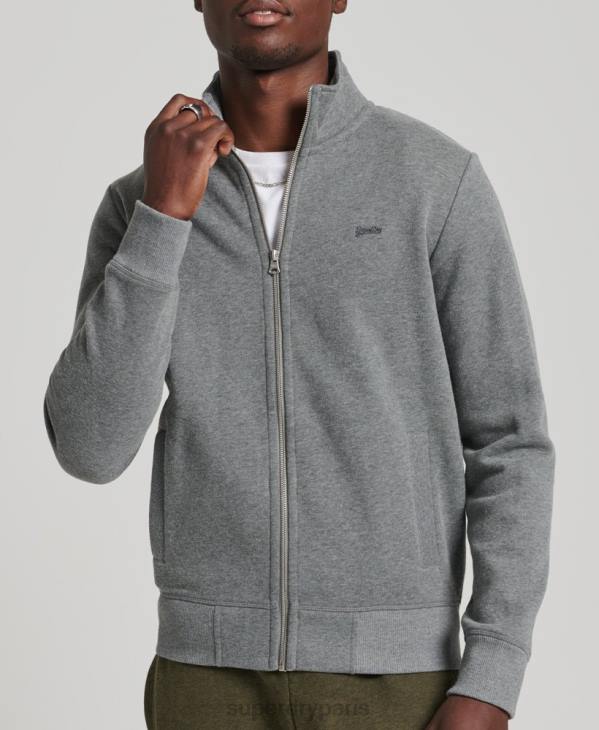 Superdry Hommes haut de survêtement zippé en coton bio à logo vintage D64Z5175 vêtements gris