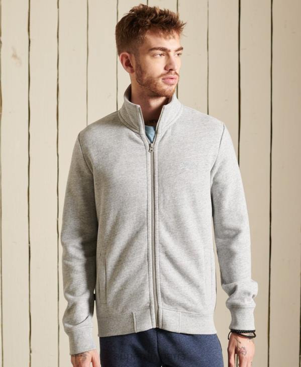 Superdry Hommes haut de survêtement zippé en coton bio à logo vintage D64Z5201 vêtements gris