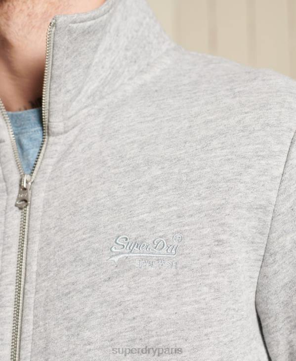 Superdry Hommes haut de survêtement zippé en coton bio à logo vintage D64Z5201 vêtements gris