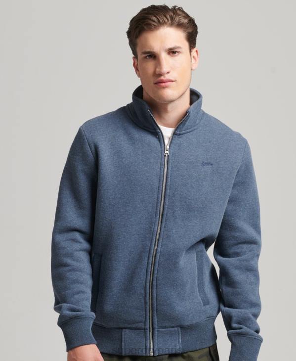 Superdry Hommes haut de survêtement zippé en coton bio à logo vintage D64Z600 vêtements marine