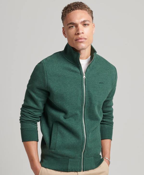 Superdry Hommes haut de survêtement zippé en coton bio à logo vintage D64Z842 vêtements vert