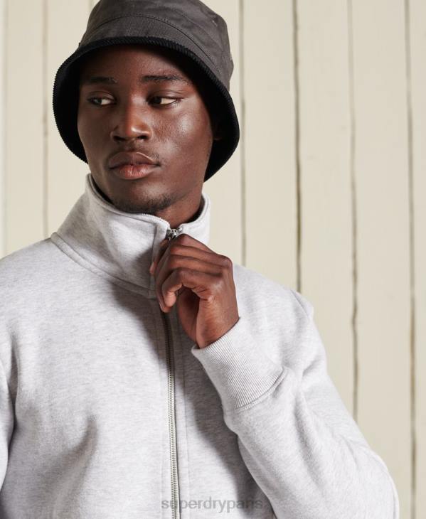 Superdry Hommes haut de survêtement zippé en coton bio à logo vintage D64Z869 vêtements gris clair