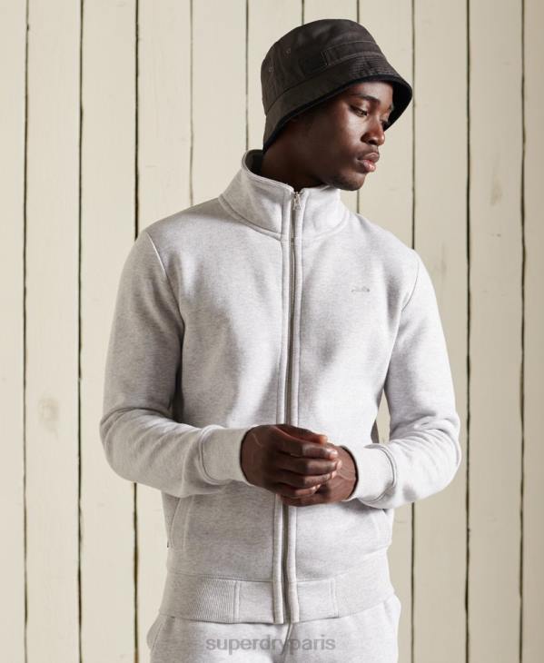 Superdry Hommes haut de survêtement zippé en coton bio à logo vintage D64Z869 vêtements gris clair