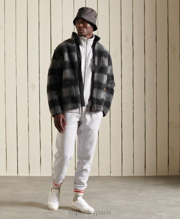 Superdry Hommes haut de survêtement zippé en coton bio à logo vintage D64Z869 vêtements gris clair
