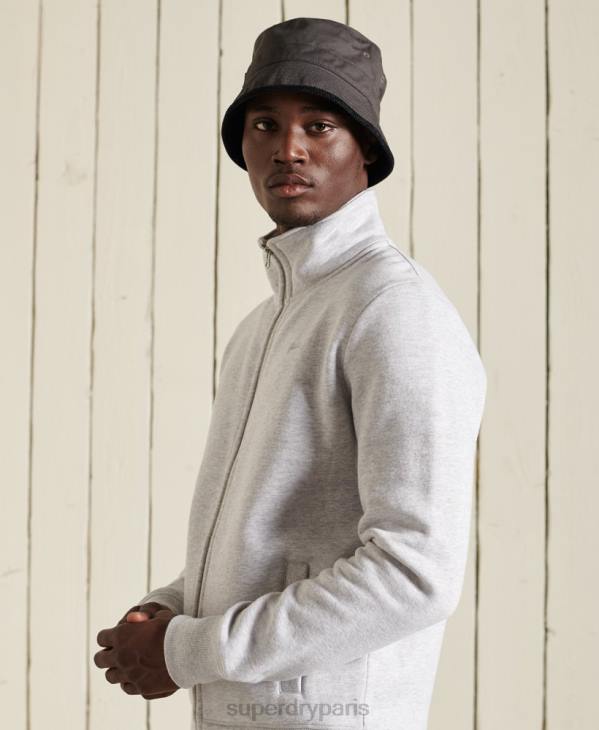 Superdry Hommes haut de survêtement zippé en coton bio à logo vintage D64Z869 vêtements gris clair