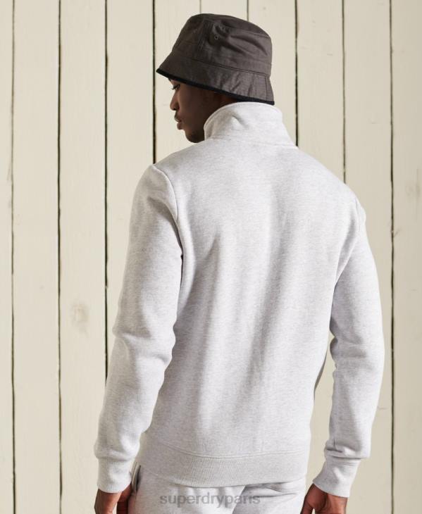 Superdry Hommes haut de survêtement zippé en coton bio à logo vintage D64Z869 vêtements gris clair