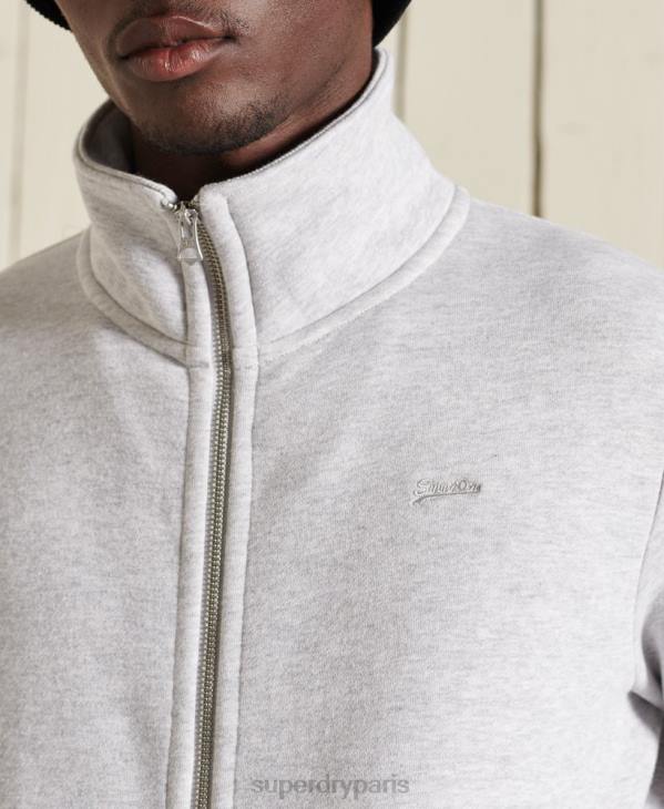 Superdry Hommes haut de survêtement zippé en coton bio à logo vintage D64Z869 vêtements gris clair