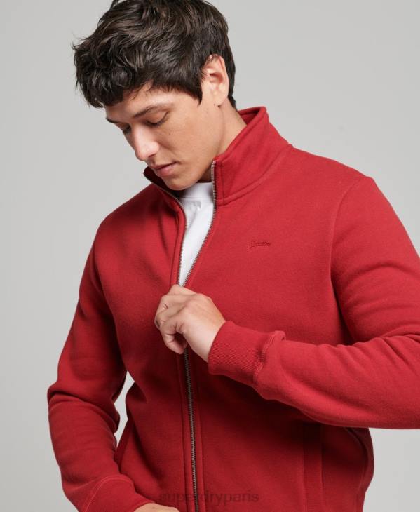 Superdry Hommes haut de survêtement zippé à logo brodé D64Z632 vêtements rouge