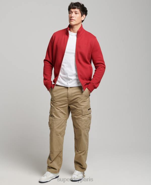 Superdry Hommes haut de survêtement zippé à logo brodé D64Z632 vêtements rouge