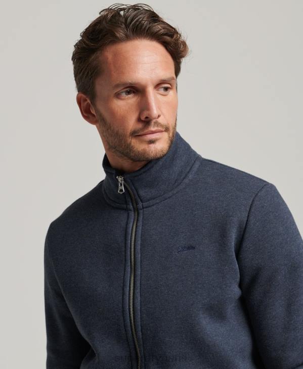 Superdry Hommes haut de survêtement zippé à logo brodé D64Z730 vêtements marine