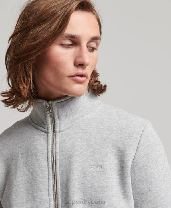 Superdry Hommes haut de survêtement zippé à logo brodé D64Z739 vêtements gris