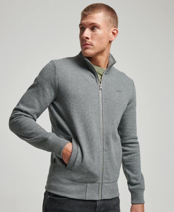 Superdry Hommes haut de survêtement zippé à logo brodé D64Z755 vêtements gris