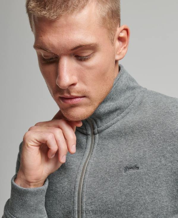 Superdry Hommes haut de survêtement zippé à logo brodé D64Z755 vêtements gris