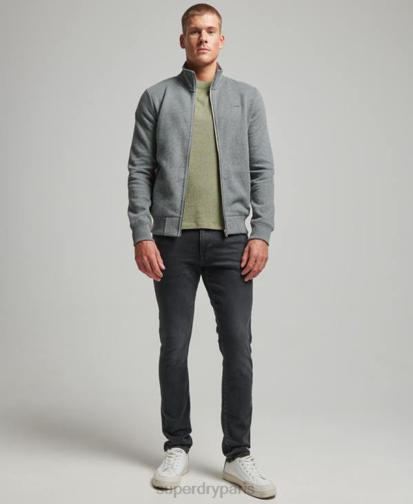 Superdry Hommes haut de survêtement zippé à logo brodé D64Z755 vêtements gris