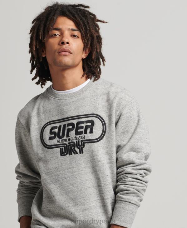 Superdry Hommes jeu vintage sur le sweat à logo des années 90 D64Z5058 vêtements gris