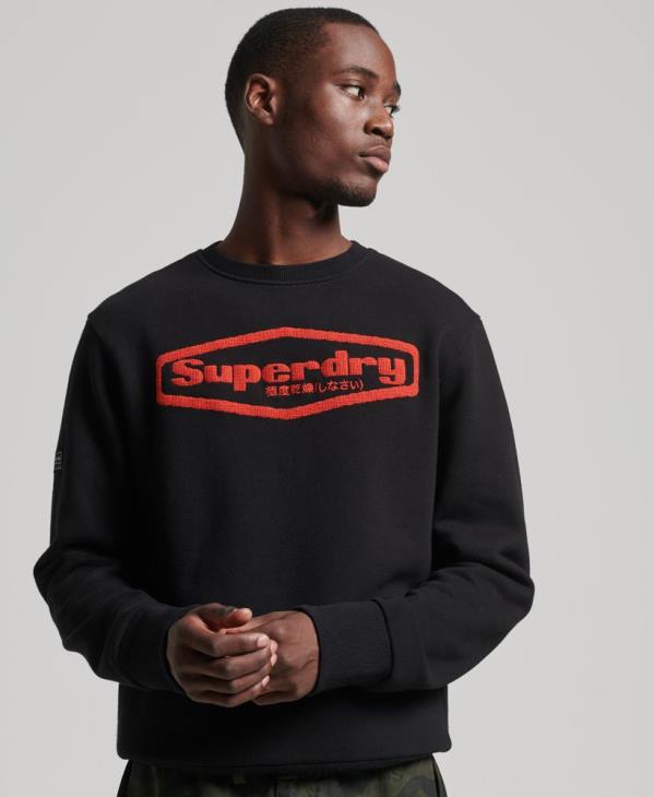 Superdry Hommes jeu vintage sur le sweat à logo des années 90 D64Z5074 vêtements noir
