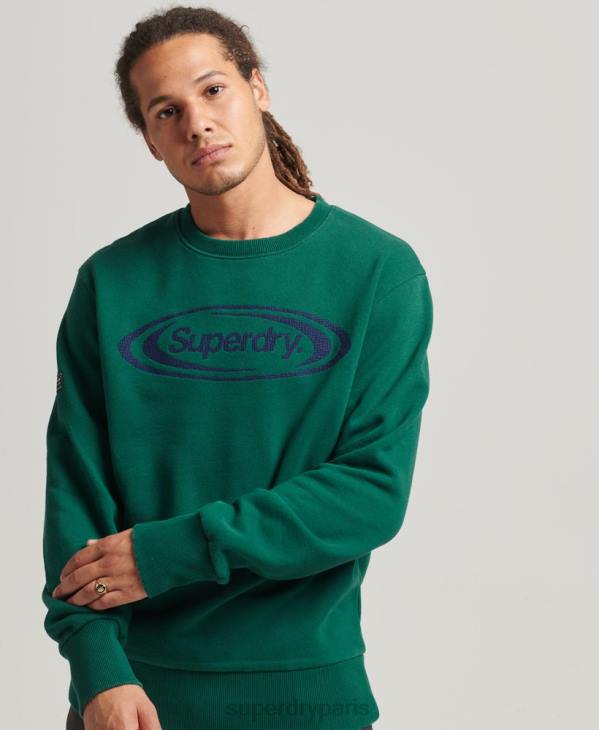 Superdry Hommes jeu vintage sur le sweat à logo des années 90 D64Z785 vêtements vert