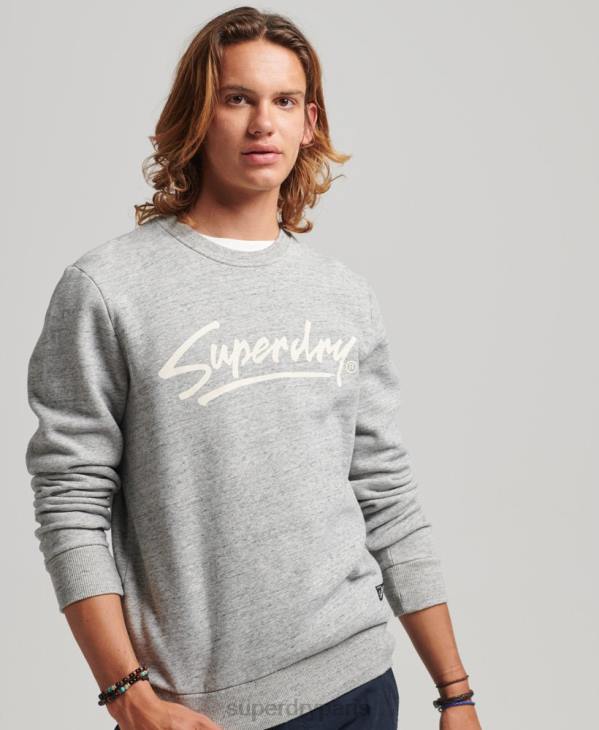 Superdry Hommes pull molletonné vintage du centre-ville D64Z5019 vêtements gris