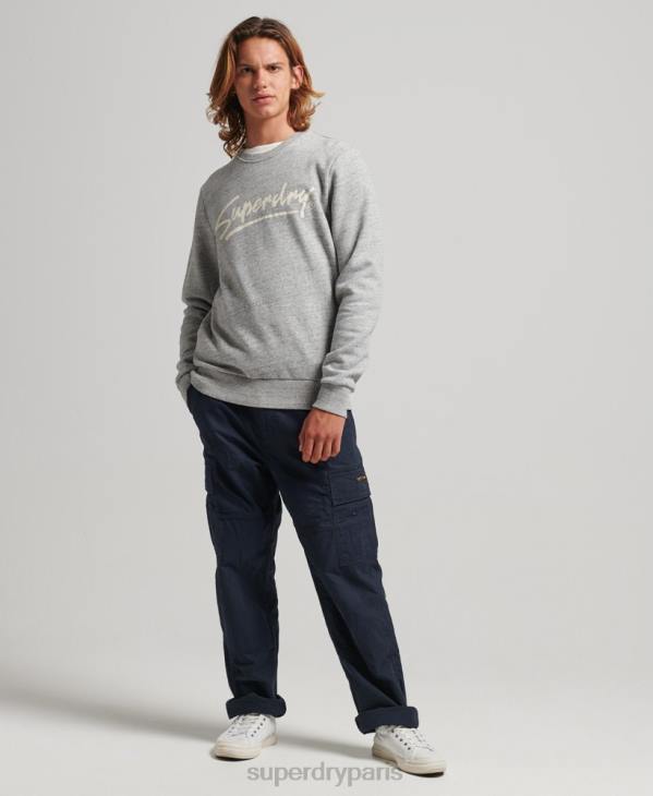 Superdry Hommes pull molletonné vintage du centre-ville D64Z5019 vêtements gris