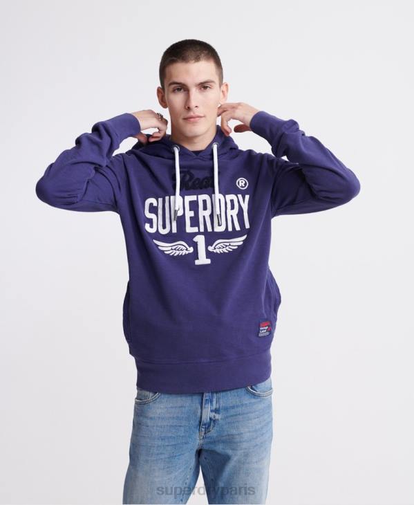 Superdry Hommes super 1 sweat à capuche fluo classique D64Z901 vêtements violet