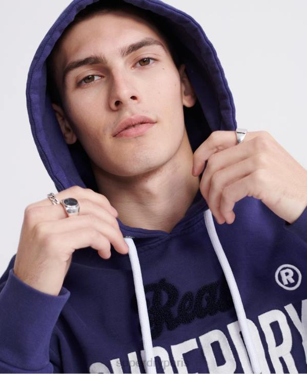 Superdry Hommes super 1 sweat à capuche fluo classique D64Z901 vêtements violet