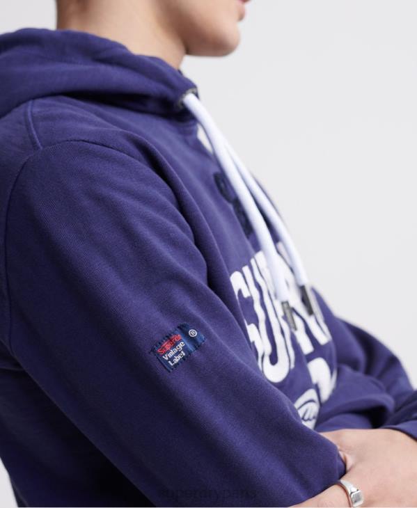 Superdry Hommes super 1 sweat à capuche fluo classique D64Z901 vêtements violet