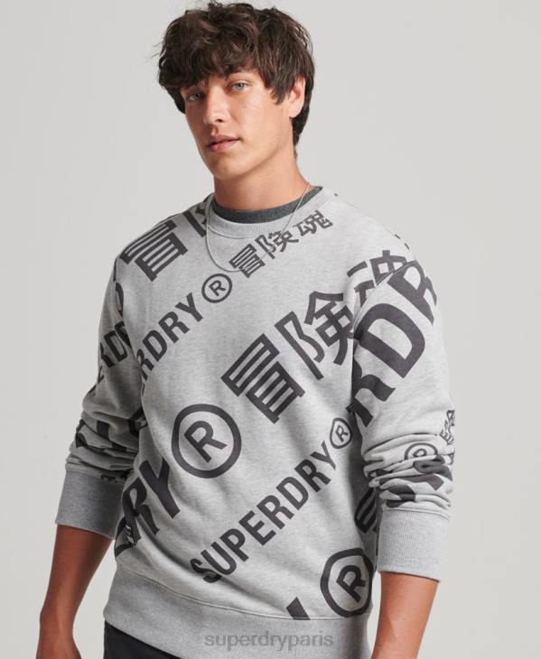 Superdry Hommes sweat ample à logo imprimé sur l'ensemble D64Z741 vêtements gris