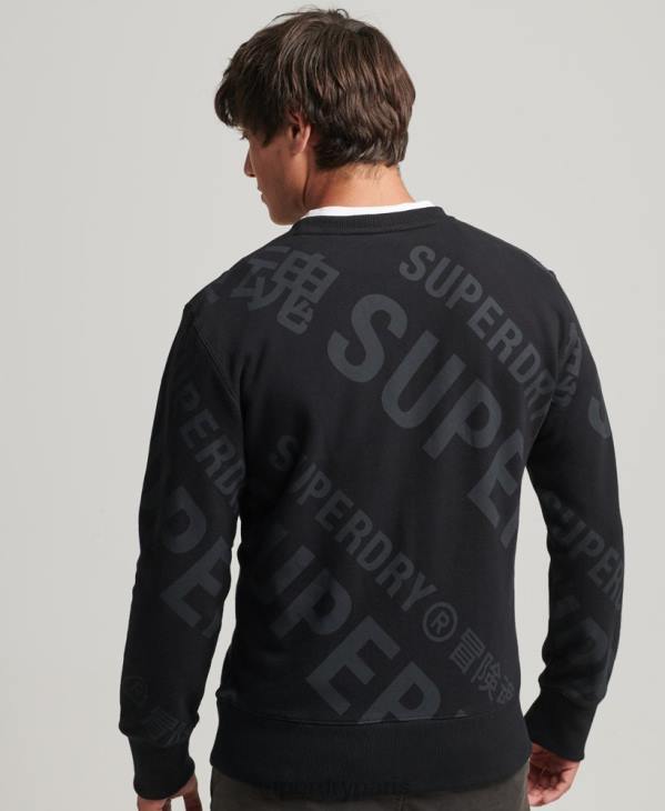 Superdry Hommes sweat ample à logo imprimé sur l'ensemble D64Z786 vêtements noir