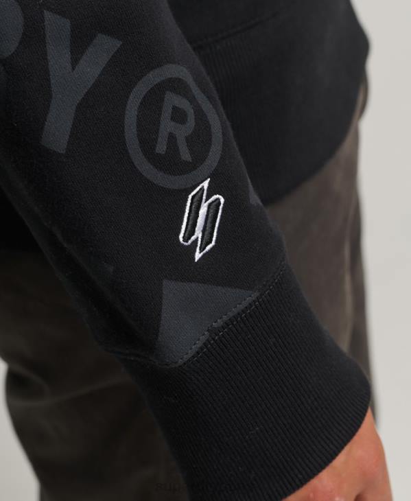 Superdry Hommes sweat ample à logo imprimé sur l'ensemble D64Z786 vêtements noir