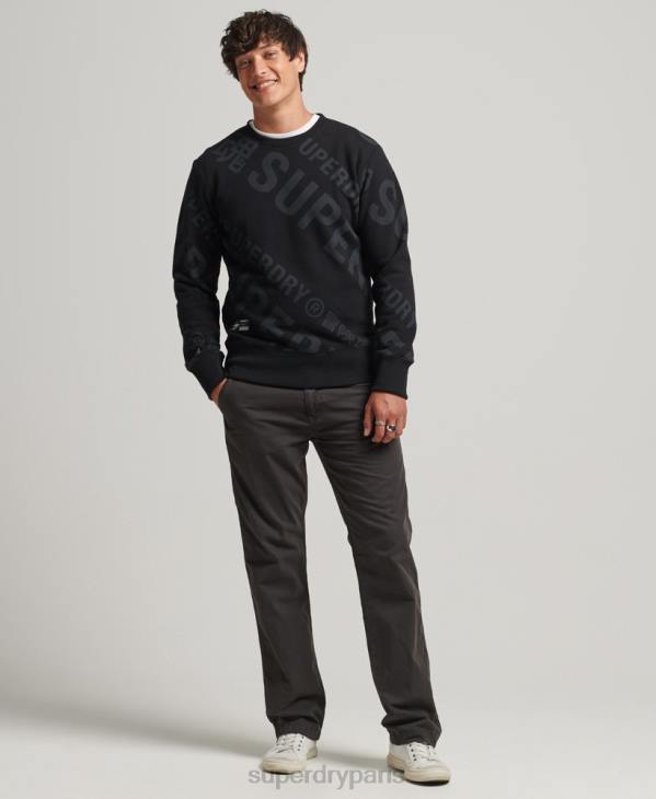 Superdry Hommes sweat ample à logo imprimé sur l'ensemble D64Z786 vêtements noir