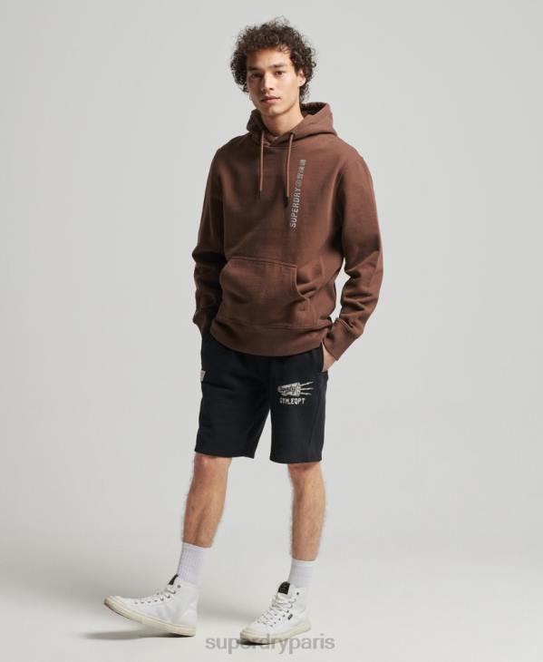 Superdry Hommes sweat à capuche ample code linear D64Z5787 vêtements brun