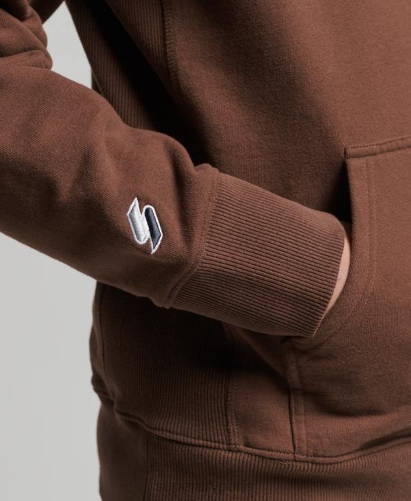 Superdry Hommes sweat à capuche ample code linear D64Z5787 vêtements brun