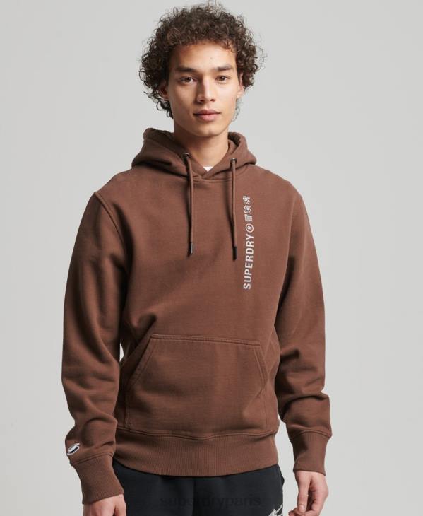 Superdry Hommes sweat à capuche ample code linear D64Z5787 vêtements brun
