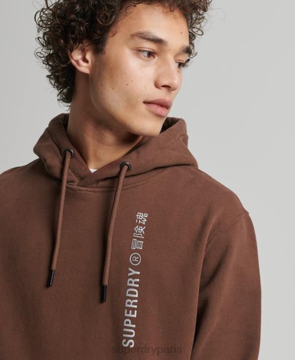 Superdry Hommes sweat à capuche ample code linear D64Z5787 vêtements brun