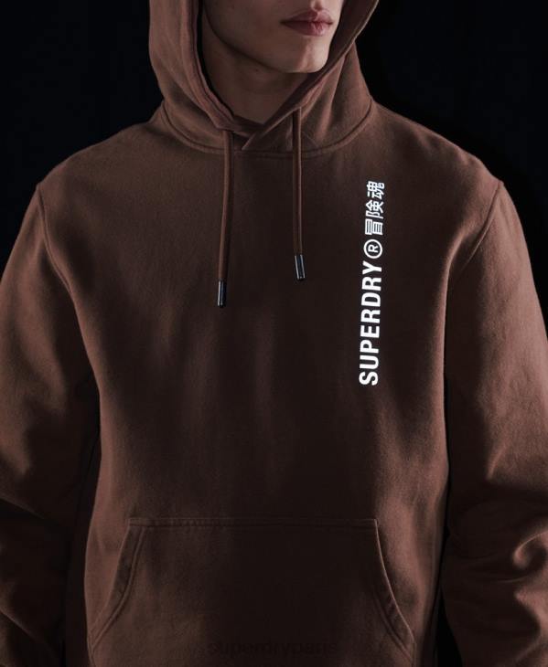 Superdry Hommes sweat à capuche ample code linear D64Z5787 vêtements brun