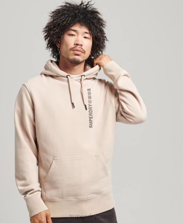 Superdry Hommes sweat à capuche ample code linear D64Z5908 vêtements beige