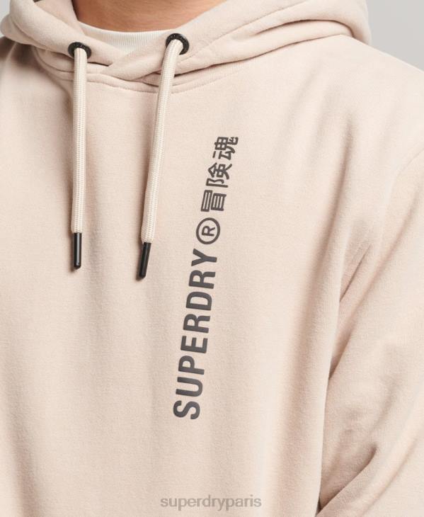 Superdry Hommes sweat à capuche ample code linear D64Z5908 vêtements beige