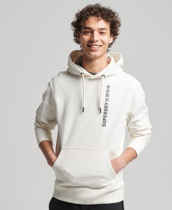 Superdry Hommes sweat à capuche ample code linear D64Z6018 vêtements blanc