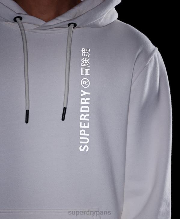 Superdry Hommes sweat à capuche ample code linear D64Z6018 vêtements blanc