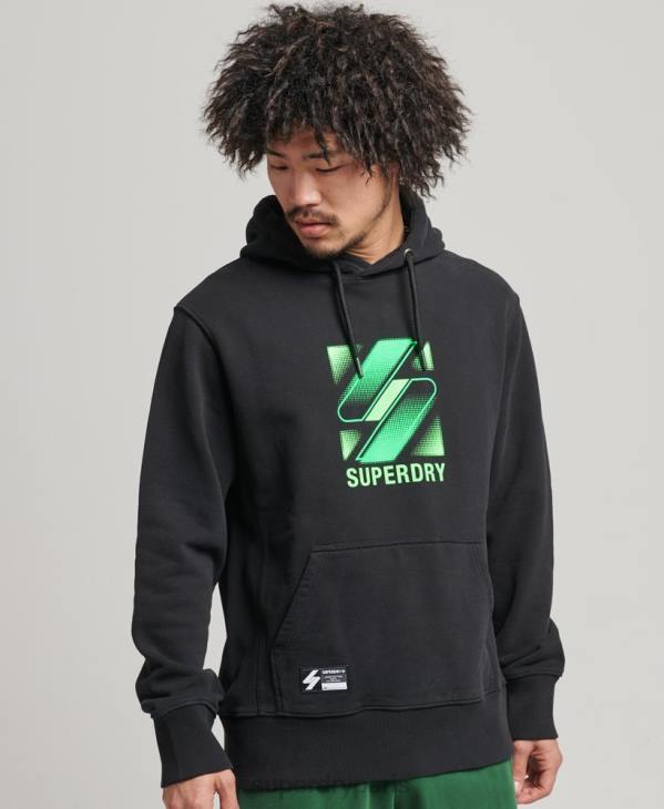 Superdry Hommes sweat à capuche ample en demi-teinte code D64Z800 vêtements noir