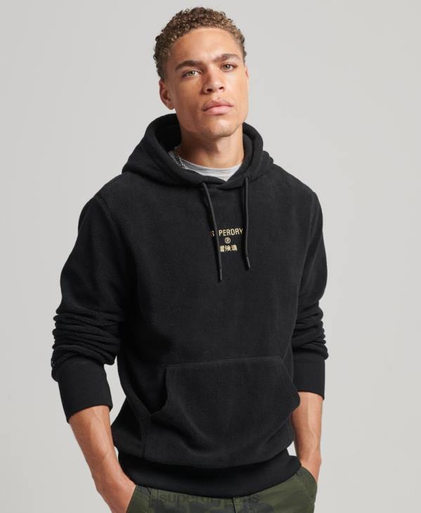 Superdry Hommes sweat à capuche ample en molleton à logo graphique D64Z5031 vêtements noir