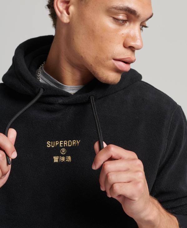 Superdry Hommes sweat à capuche ample en molleton à logo graphique D64Z5031 vêtements noir