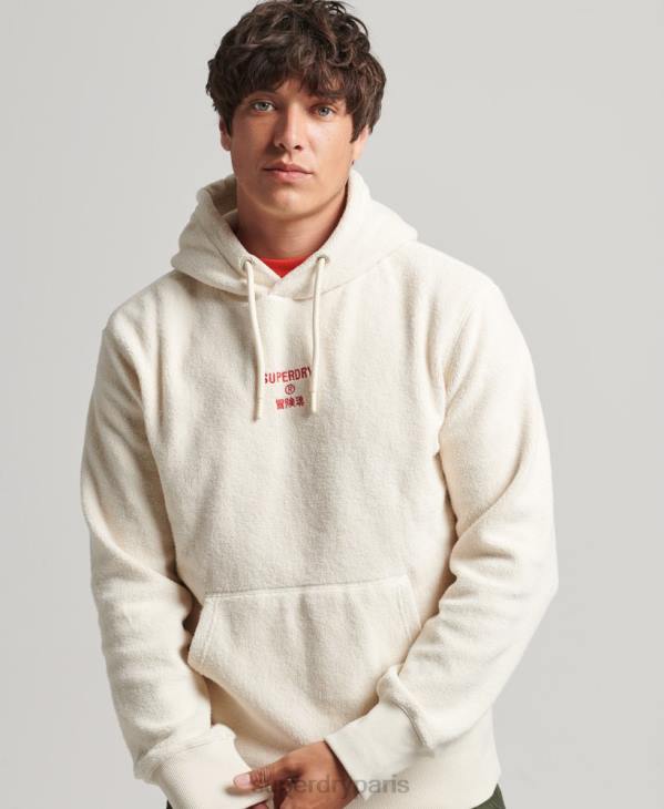 Superdry Hommes sweat à capuche ample en molleton à logo graphique D64Z5221 vêtements crème