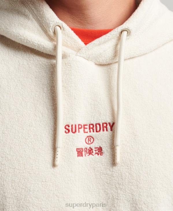 Superdry Hommes sweat à capuche ample en molleton à logo graphique D64Z5221 vêtements crème