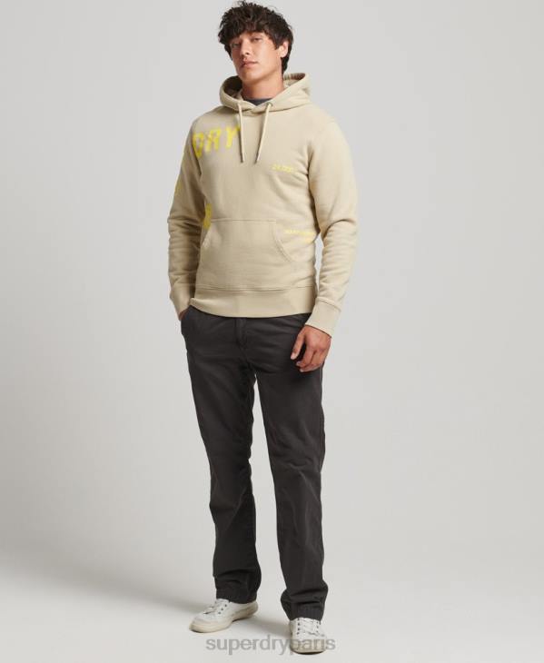Superdry Hommes sweat à capuche ample à logo imprimé D64Z5222 vêtements beige