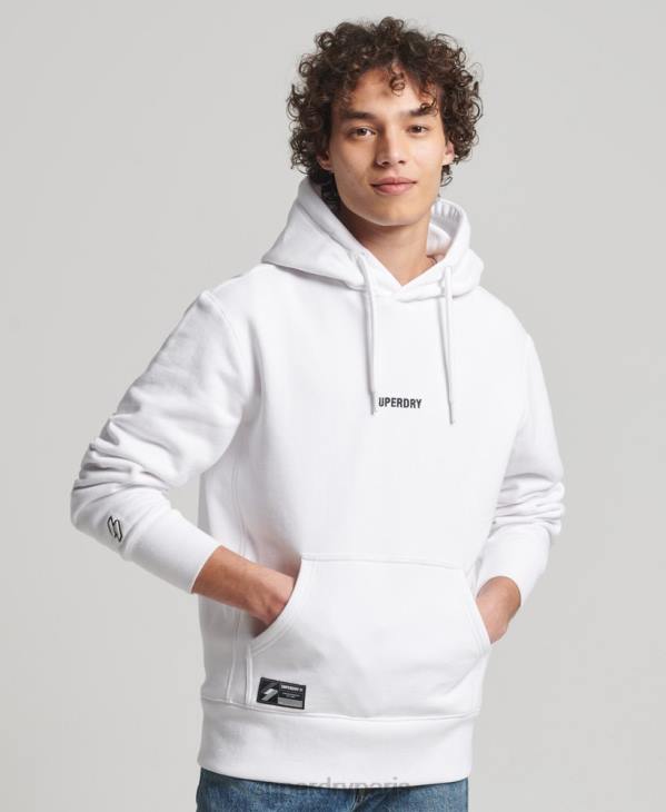 Superdry Hommes sweat à capuche ample à micro logo brodé D64Z5142 vêtements blanc