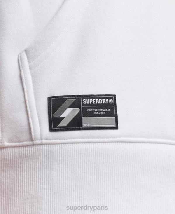 Superdry Hommes sweat à capuche ample à micro logo brodé D64Z5142 vêtements blanc