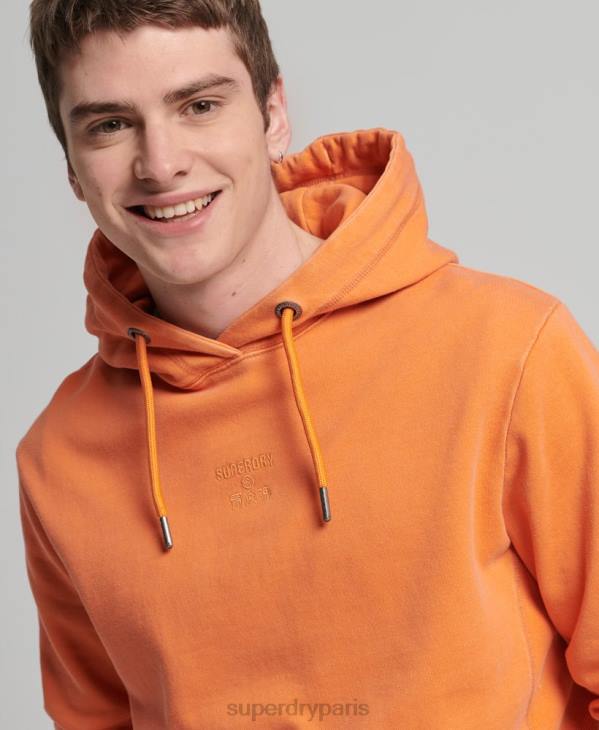 Superdry Hommes sweat à capuche ample teint en pièce avec logo code D64Z5227 vêtements orange