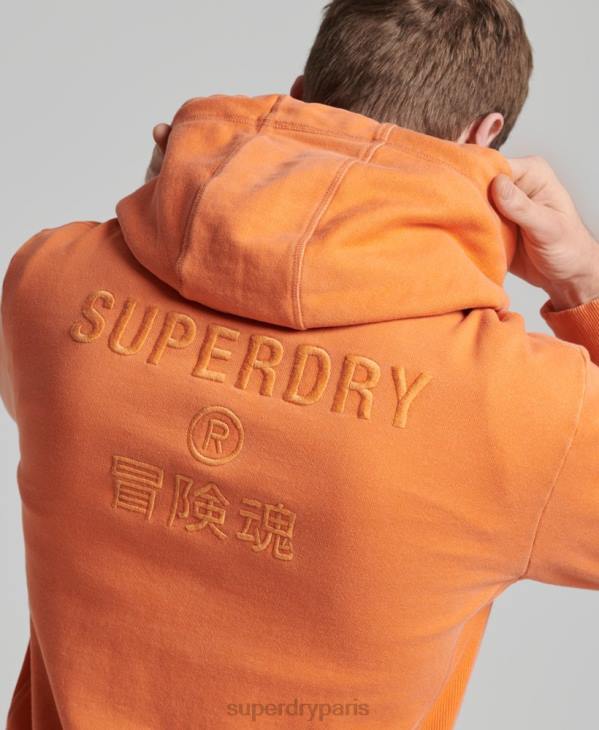 Superdry Hommes sweat à capuche ample teint en pièce avec logo code D64Z5227 vêtements orange